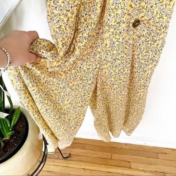 ROW.A Yellow Floral Print Spaghetti Strap Asymmetric Button Jumpsuit Size S - Picture 7 of 10